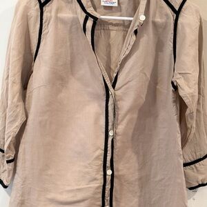 Gretchen Scott Designs Beige Blouse with Black Accents